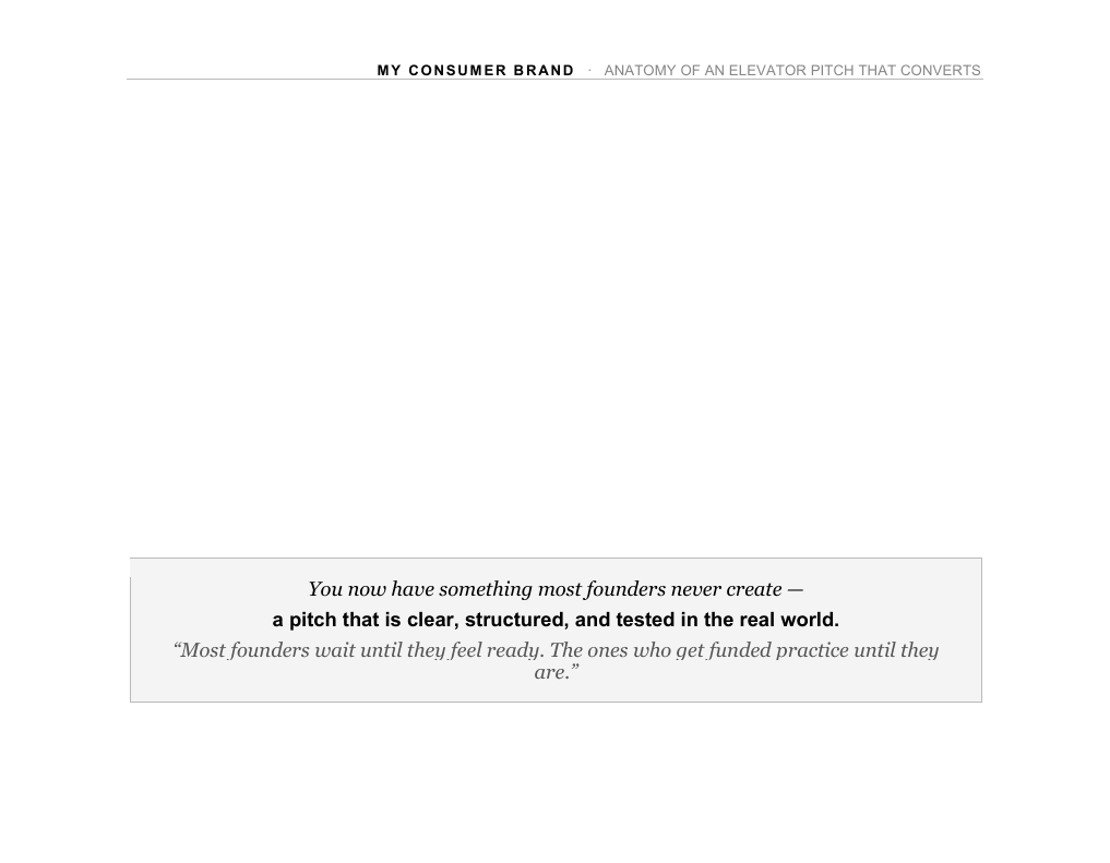 Elevator Pitch Blueprint - my consumer brand