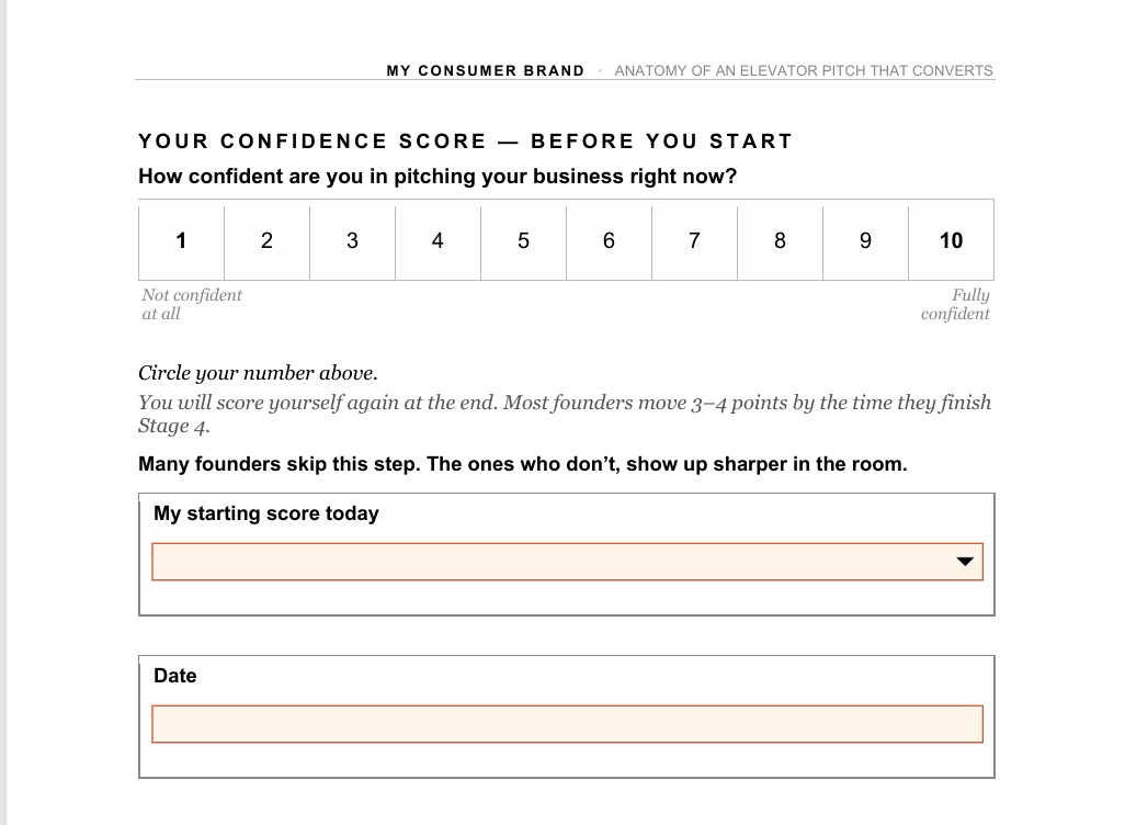 Elevator Pitch Blueprint - my consumer brand