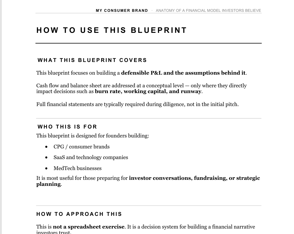 Financial Model - my consumer brand
