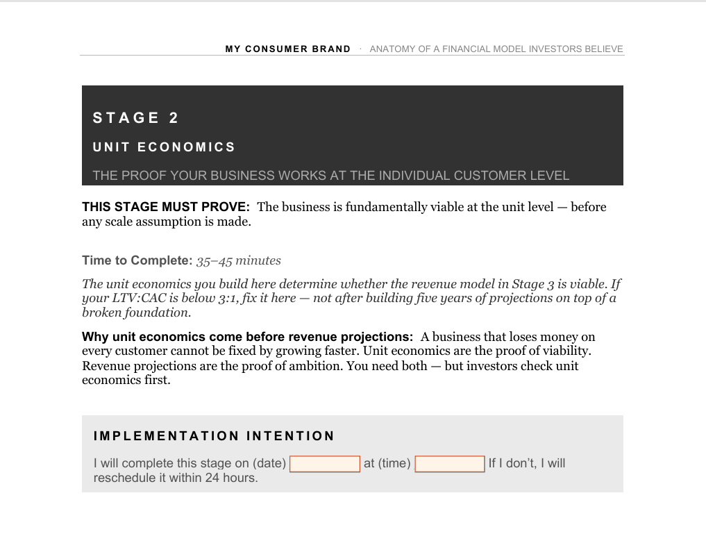 Financial Model - my consumer brand