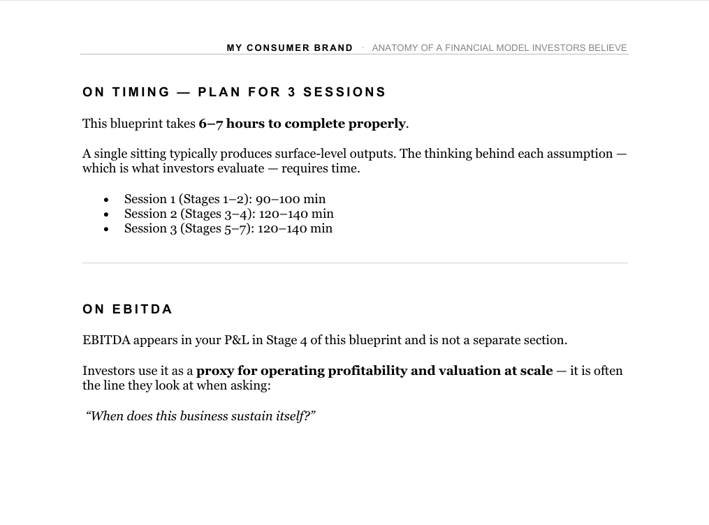 Financial Model - my consumer brand