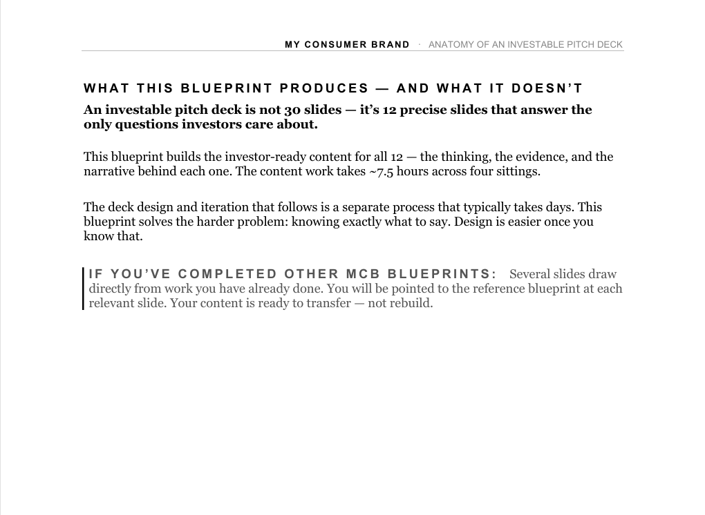 Pitch Deck Blueprint - my consumer brand